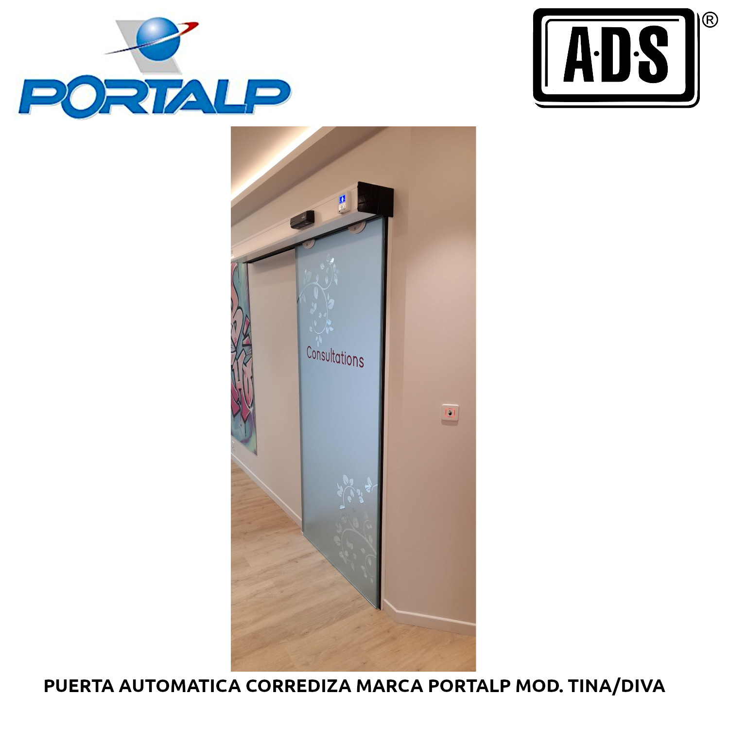 PUERTA AUTOMATICA CORREDIZA MARCA PORTALP MOD. TINA / DIVA